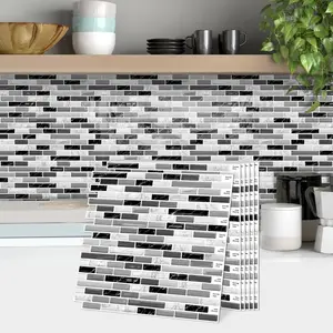 3D 3D Self-adhesive Splash Guard Wall Sticker - Kitchen Bathroom Waterproof Backsplash Tile Sticker Peel and Stick PVC Mosaic Tiles, Marble Pattern, Easy to, Home Decor 5/10 Pieces Set
