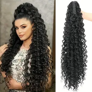 Women's Curly Wave Ponytail Wig, Claw Clip Fluffy Artificial Wave Wig, High Volume Fake Hair, Strong Grip Claws, Natural Look