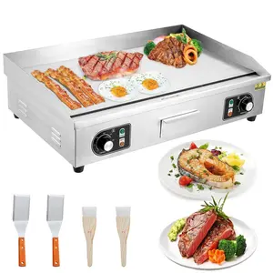 30-Inch Commercial Electric Grill 3000W Electric Countertop Grill Non-Stick Electric Grill Plate 110V Teppanyaki Flat Grill Stainless Steel Adjustable Temperature Control 122°F-572°F (NO Plug), Stainless Steel Griddle, Adjustable Heat
