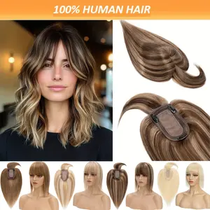 Hot Sell NEW Arrived Real Human Hair Hair Toppers for Women with 360 °   3D Volume & Clip-In Bangs - Upgraded Human Hair Base, 8x12cm (8-14 Inch) Blonde/Black/Brown Highlights for Thinning Hair, Daily Wear & All Ethnicities, Hair Stylist Gifts, Versatil