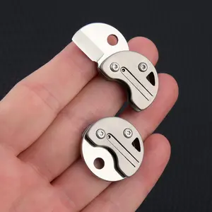 Titanium Alloy Coin Keychain Pocket Knife, Portable Folding Utility Blade, Lightweight Compact Design, Ideal for Daily Carry & Gifts