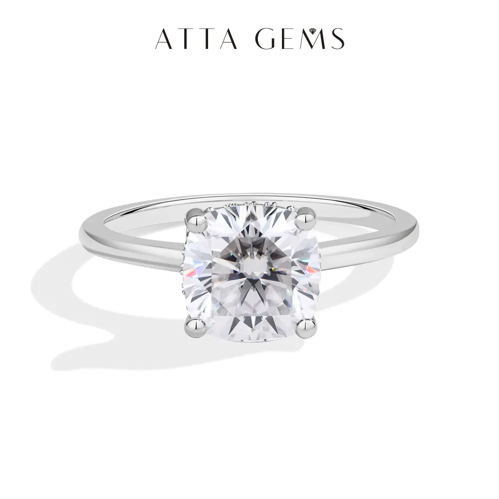 ATTAGEMS Cushion Cut 1.5ct 2.5ct Synthetic Moissanite Ring DVVS1 Color 925 Sterlikling Rings for Women Engagement Wedding Band Luxuryng Silver Spar Fine Jewelry Holiday Gift Party R285, Engagement Rings summerwins,summerwins