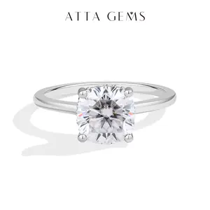 ATTAGEMS Cushion Cut 1.5ct 2.5ct Synthetic Moissanite Ring DVVS1 Color 925 Sterlikling Rings for Women Engagement Wedding Band Luxuryng Silver Spar Fine Jewelry Holiday Gift Party R285