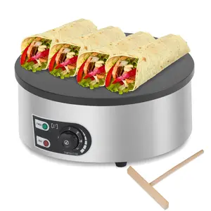 【GARVEE】16" Commercial Electric Crepe Maker - 1500W Pancake Maker Griddle Nonstick Plate & Stainless Steel Round Base - Adjustable Temp Control 110V Electric Crepe Machine for Blintzes Eggs Bacon