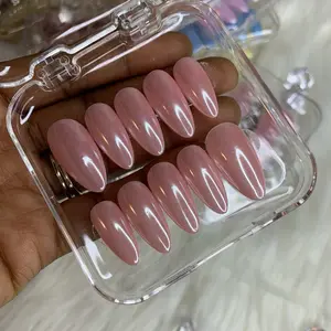 Rose Pink Chrome Press on nails