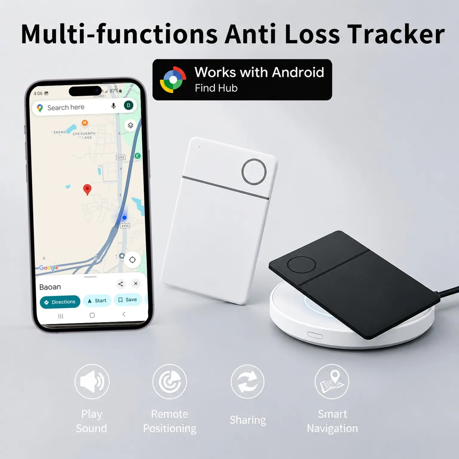 Rsh Tag Card Wallet Tracker, Rechargeable Smart Tracking Tag, Item Finder for Luggage, Suitcase, Bags, Passport, Works with Google Find HUB