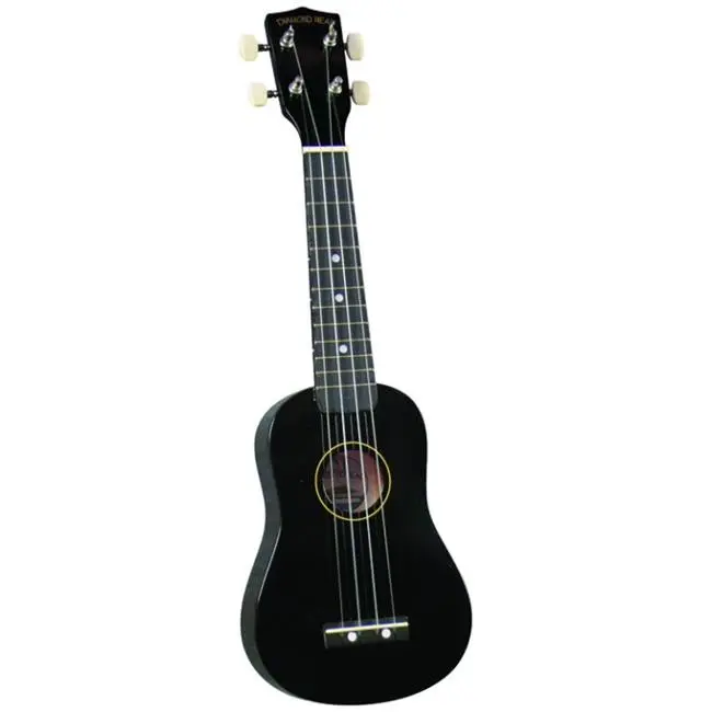 212 MAIN Black Diamond Head Ukulele with Guitar Tuning Pegs and Gear Tuners