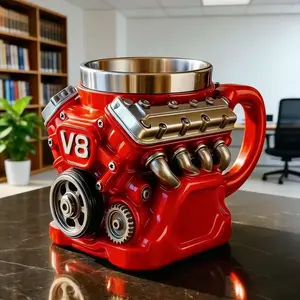 New V6v8 Engine Mechanical Mug, Coffee Beer Water Cup, Resin Stainless Steel, Unique Design, Durable and Stylish Drinkware