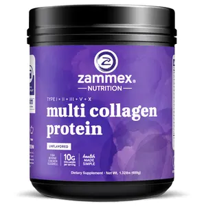 Zammex Nutrition Multi Collagen Protein Powder 1.32lb, Skin, Hair, Bone&Joints Support, Healthcare Supplement for Fitness and Wellness Edible Dietary