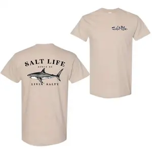 Salt Life Livin' Salty Shark T-Shirt, Offshore Fishing Graphic Tee, Soft Cotton Blend Shirt, Ocean Lifestyle Apparel for Men & Women