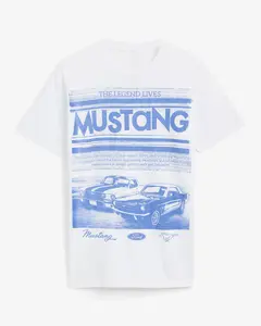 Express Ford Blue Mustang Graphic T-Shirt