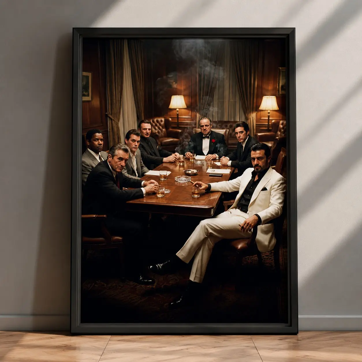 Mafia Boss Meeting Poster, Vintage Crime Family Wall Art, Gangster Boardroom Decor Print