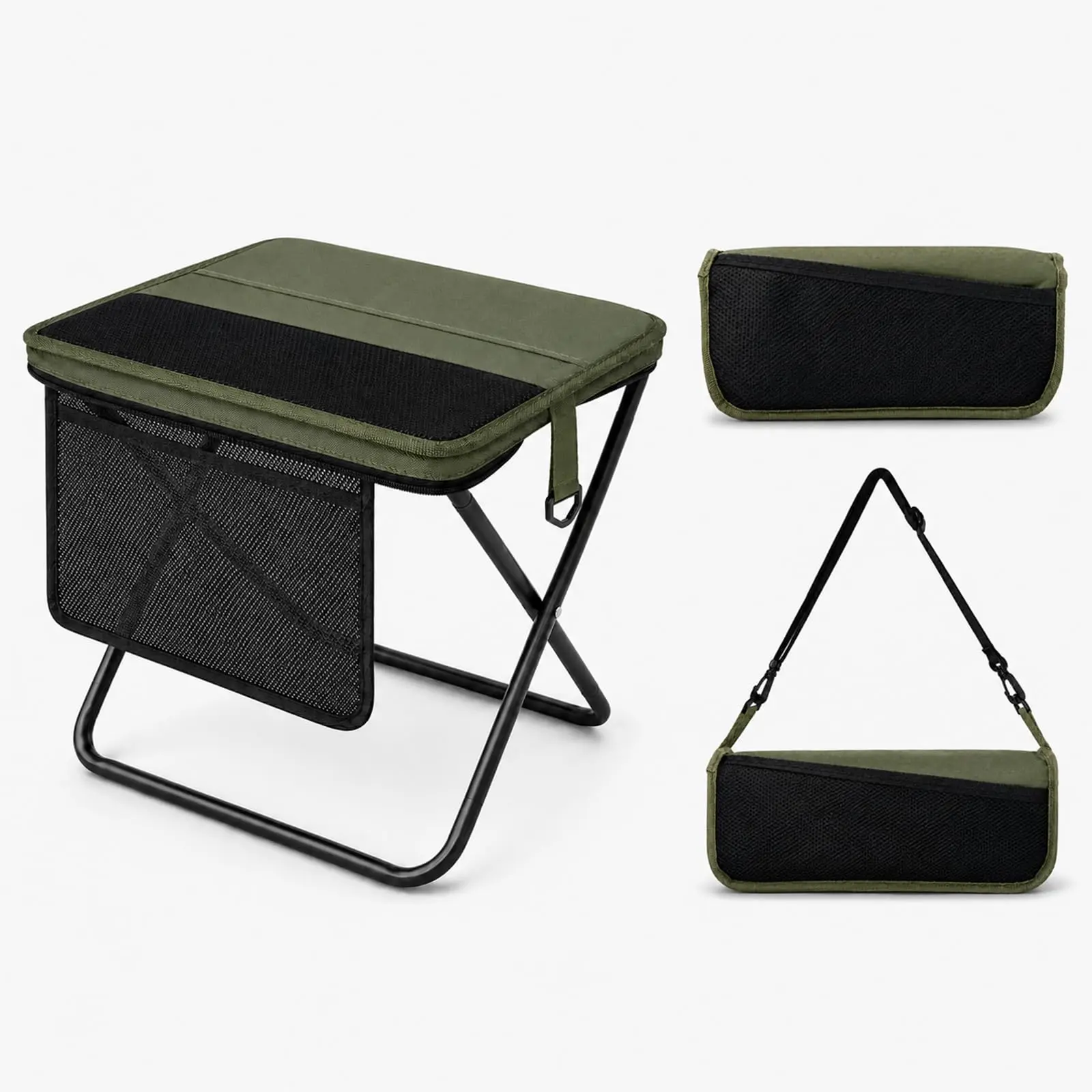 Portable Folding Stool, Collapsible Backpack Chair for Adults，Ultralight, Hands-Free, Storage Pouch, Camping, Travel, Fishing, Hiking, Outdoor