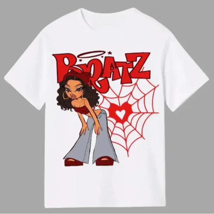 BRATZ Doll T-Shirt - Comes in Red or Black on Blk or White Shirt Short sleeve Casual T shirt graphic Cute Comfortable Summer Top
