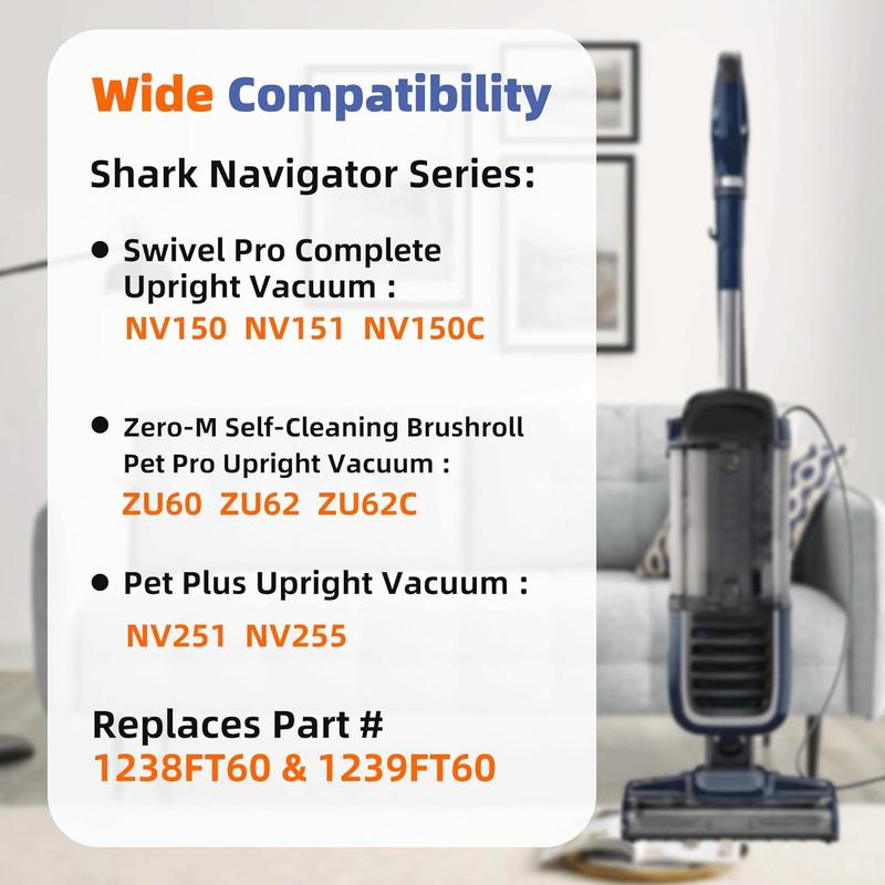 6  Filter + 2 Hepa Filter Replacement for Shark ZU62 ZU60 NV255 NV150 NV251 NV151 Navigator Rotator Pet Pro Upright Vacuum Part 1238FT60 1239FT60