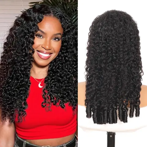180% Density Burmese Curly Human Hair Wig 13x6 Lace Frontal Raw Human Hair Water Wave Lace Front Wigs for Black Women 100% Human Hair Wigs with Spiral End (28inch)