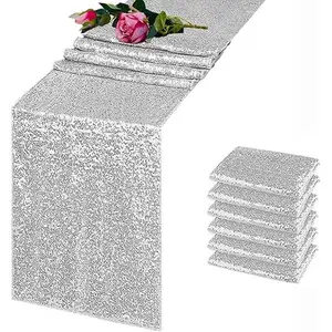 12×72 Inch Silver Sequin Table Runner, Rectangular, Ideal for Birthday, Wedding, Banquet and Festival Party Decoration,Summervibe
