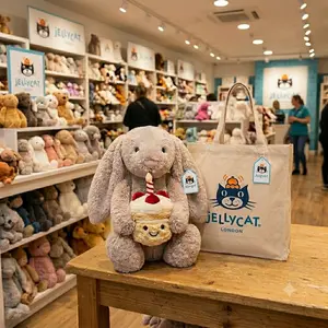 Jellycat Bashful Beige Birthday Bunny Plush with Cake | Soft Stuffed Animal Collectible Gift for Kids Girls Women Bunny Lov