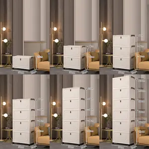 Multi-Layer Storage Cabinet, Plastic Foldable Wardrobe, No Installation Required, Home Bedroom Organizer, Modern Style Jewelry Holder