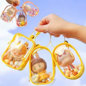 1pc-Colorful Transparent PVC Doll Display Storage Bag, Ideal for Blind Box Collectors, Keychain Ring, Space-Saving, Fall Home Decor