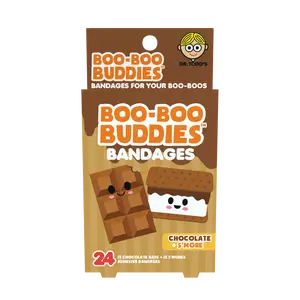 Chocolate Bar & S’more Bandages Stickers for Kids – Waterproof, Latex-Free, 24 Count | Dr. Todd’s Boo-Boo Buddies