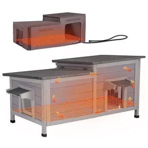 Aivituvin-AIR93-IN-HP Heated Insulated Cat House with Heated Pad | Removable Soft Liner | Stray Cat Shelter | Outdoor Cat House