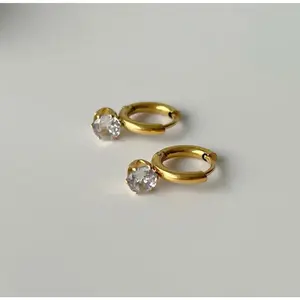 Gemstone Huggie Earrings