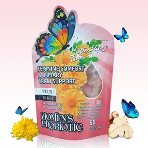Butterfly's Tear Women's Probiotic Gummies 18-in-1 Intimate Health Formula with 14 Probiotics 4 Prebiotics Organic Inulin & Ulmus Rubra for pH Balance Dryness Relief Comfort Urinary Tract Health Peach Flavor 60 Gummies - Healthcare