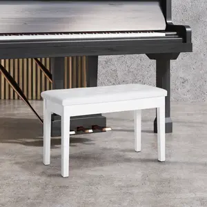 Double-Seat Piano Stool, Spacious Water-Resistant Surface, Vintage Country Style for Living Room Indoor Home Decor Furniture