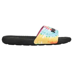 PUMA Womens Cool Cat Tie Dye Slide Casual Sandals Casual Low Heel 1-2" - Blue, Yellow