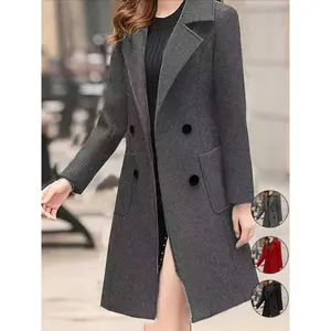 Women's Fall Winter Mid-Length Coat Jacket, Casual Fashion Outerwear for Daily Wear, Stylish Ladies' Clothing