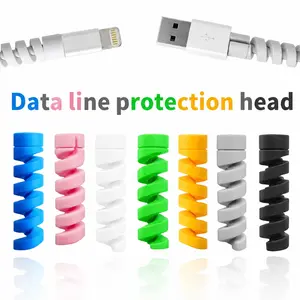 10pcs Cable Protectors, Silicone USB Charging Cable Coilers, Wire Organizer Covers, Compatible with Most Data Cables, Random Colors
