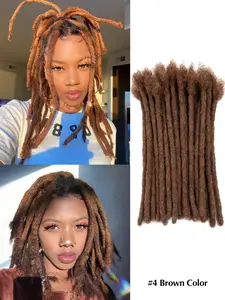 Extensions Human Hair 6-16Inch 0.6/0.8cm Width 10 Strands brown color Dreadlock Extensions Full Handmade Permanent Human Hair Can Be Dyed Bleached Curled for Women Men