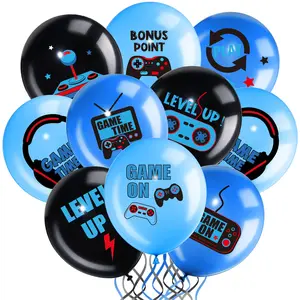Video Game Party Balloons - 36PCS Gaming Black & Blue Latex Balloons for Teen Player Birthday Decor