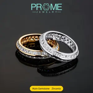(CR008) Double Row CZ Rings 5A Channel-Set Shine Ultra-Light Unisex Daily Band Modern Gift Essential