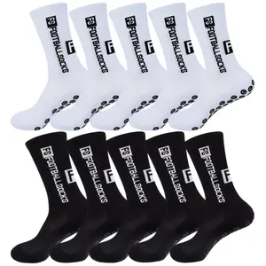 10 Pack Anti-Slip Athletic Grip Socks, Non-Slip Soccer & Football Crew Socks for Men and Women