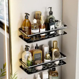 Bonded Shower Rack Shelf Organizer, Bonded Bathroom Wall Mounted Shower Rack, No Drilling Required, Rust Resistant Shower Storage Basket for Bathroom, Kitchen and Toilet.