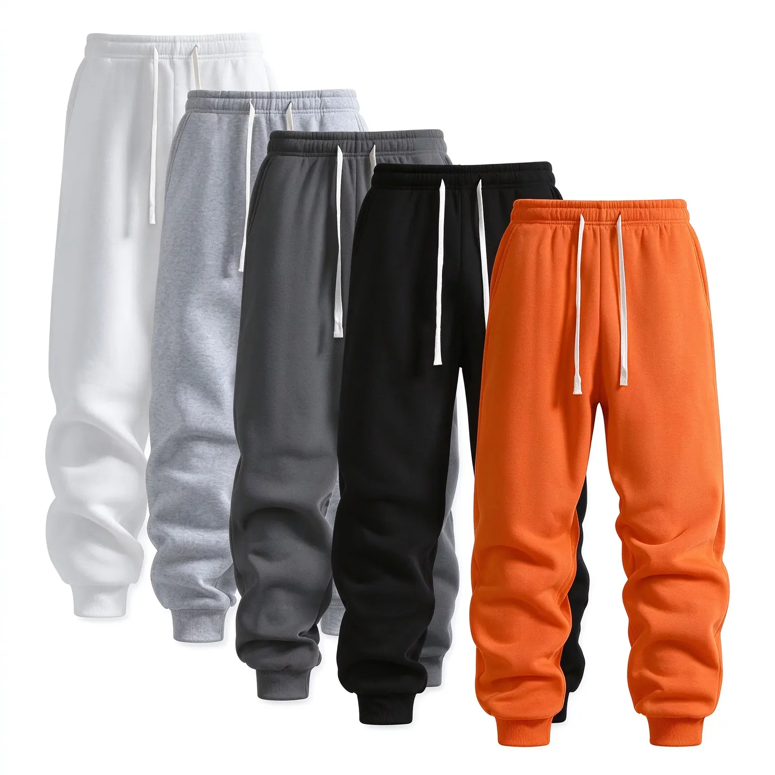 Men’s jogger sweatpants made from warm, soft fleece fabric, featuring an adjustable drawstring elastic waistband and a slim, tapered cut—an essential piece for cold weather wear, suitable for sports and everyday walks; trendy casual streetwear pants. men