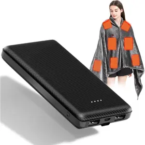 Heated Blanket Battery Operated 10000mAh Power Bank Portable Rechargeable Battery Pack with Dual USB Output Ports, 5V 2A Heating for Changing Clothes Battery Heated Blanket for Heating Vests