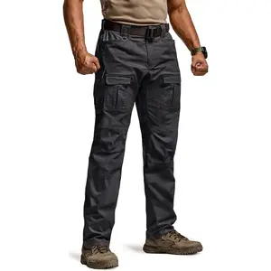 Men's Flex Ripstop Tactical Pants, Water Resistant Stretch Cargo Pants, Lightweight Hiking Work Pants
