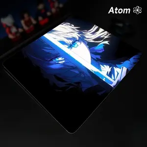 ATOM Mouse Pad  Anime Character Tempered Glass Mouse Pad, Laser Engraved Photovoltaic Glass, Super Slip Surface, Non-slip Honeycomb Base FPS Gaming Mouse Pad