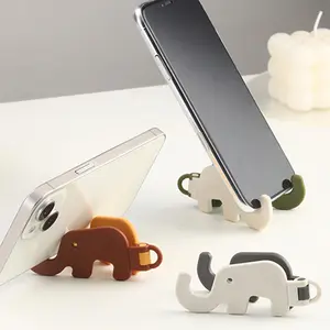 Foldable Phone Stand,  3 Colors Elephant Design Desktop Phone Holder Phone Mount, Used As a Backpack Pendant Keychain, Dual Folding Compact Cute Design, Compatible with iPhone 15 14 13 12 11 Pro Xs Xs Max Xr X 8, Android, All Phones