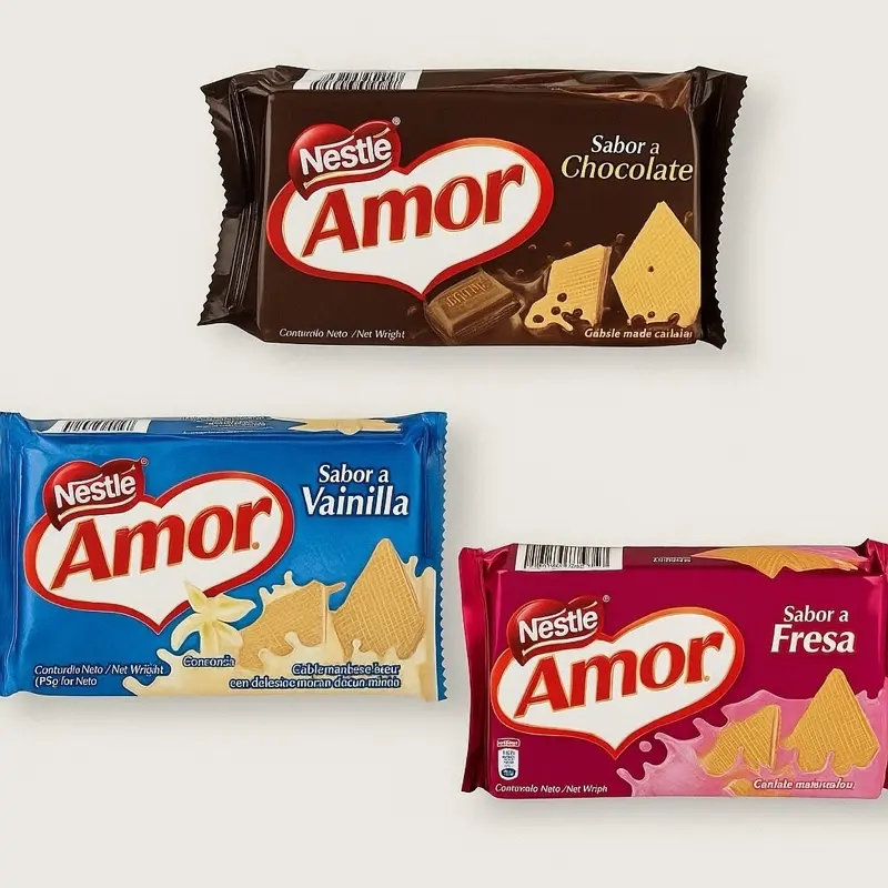 Nestle amor nestle galletas de amor sabor de chocolate vainilla & fresa 3pk  - Nestle amor wafer variety pk chocolate vanilla & strawberry 3pk Snack Ecuador