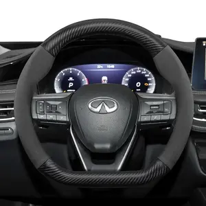 For INFINITI Suede Carbon Fiber PU Leather Steering Wheel Cover Fit QX60 QX50 Q50 Q50L QX55 QX80 Fx35 Cars Accessories Para Auto