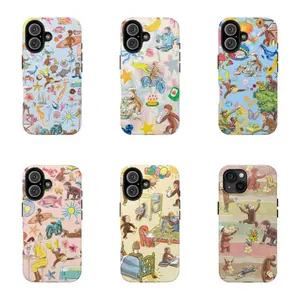 Whimsical Summer Beach Phone Case|Gifts For Men Women|Curious George Cover For iPhone 17 Pro Max 16 15 14 13 12 11 for Samsung S21 S22 S23 S24 S25 Phone Case|Tough Phone Case|Halloween gift|Best Gift