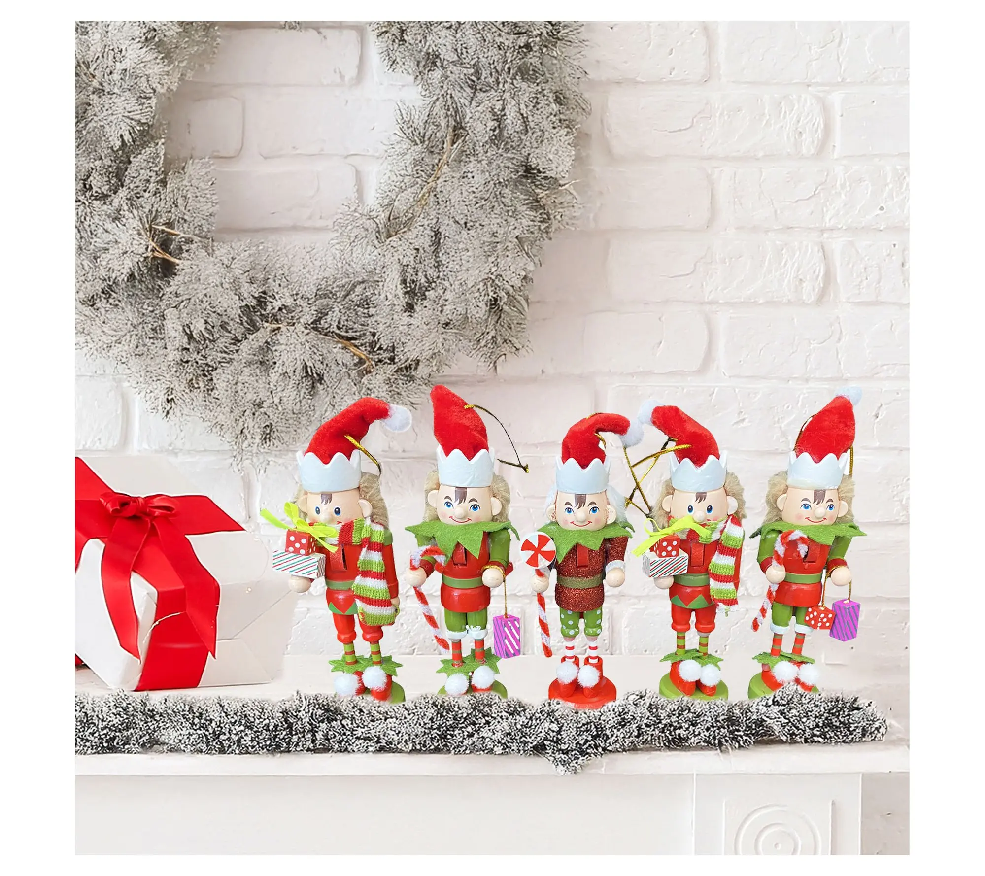 Santa's Workshop 5" Elf Nutcracker Ornaments, Set of 5 Santa's Workshop 5" Elf Nutcracker Ornaments, Set of 5