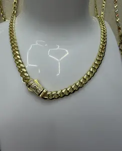 Cadena estilo Mónaco de oro laminado 6mm por 50cm de largo aproximadamente