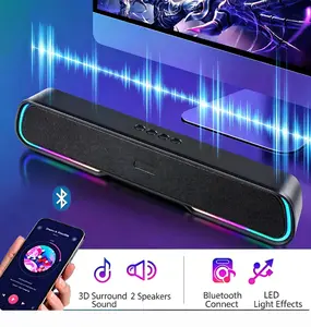 Computer Speakers for Desktop PC, Bluetooth PC Speakers with Dynamic RGB Light, Wired USB Plug & Play Comp Speaker stick, speaker, game, home theateruter Sound Bar, USB Powered Gaming Speakers for Desktop, Laptops, Phone, Tablet