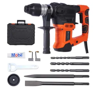 Demolition Jack Hammer for Concrete,1-1/4 Inch Hammer Drill with Safety Clutch 4 Functions Cand Variable Speed with Drill Bits and Chisels for Concrete, Stone, Brick, Storage Case Included