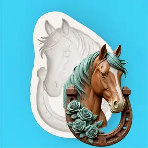 Rose Flower Horse Head Mold, Rose Ring Design Iron Hoof Silicone Mould, Chocolate Candy Making Tool, DIY Craft Supplies